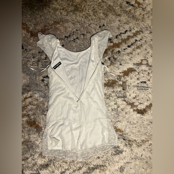 Karl Lagerfeld White Babydoll Mini Dress with Flutter Sleeves - Picture 9 of 9